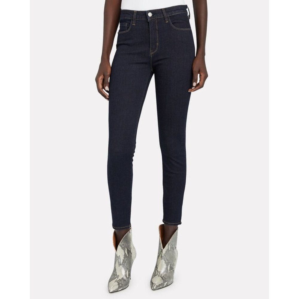 L’Agence Womens Margot High Rise Skinny Jeans Midnight Dark Blue Wash size 26